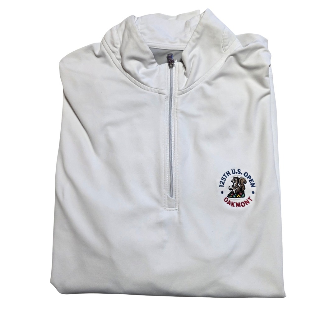 Johnnie-O Mens Medium 1/4 Zip Pullover White 125th US Open Oakmont Performance